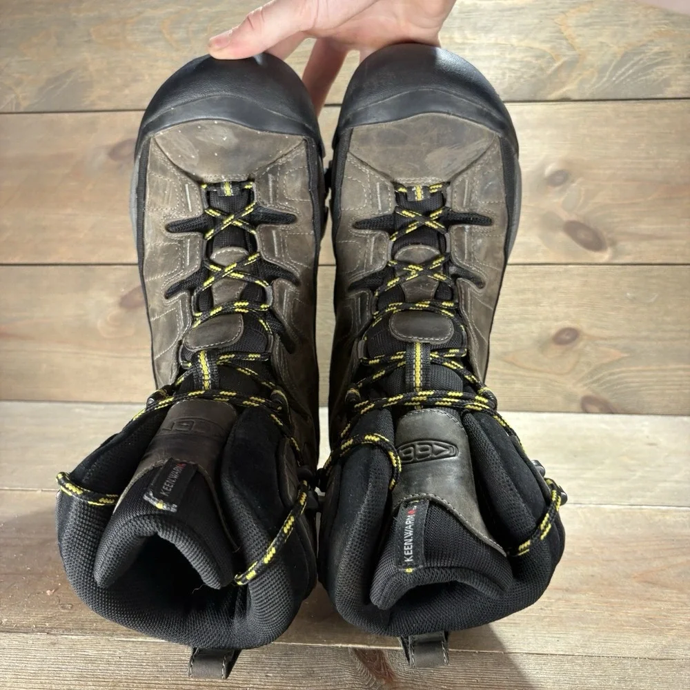 keen summit county mens size 9.5 shoes brown leather waterproof snow boots